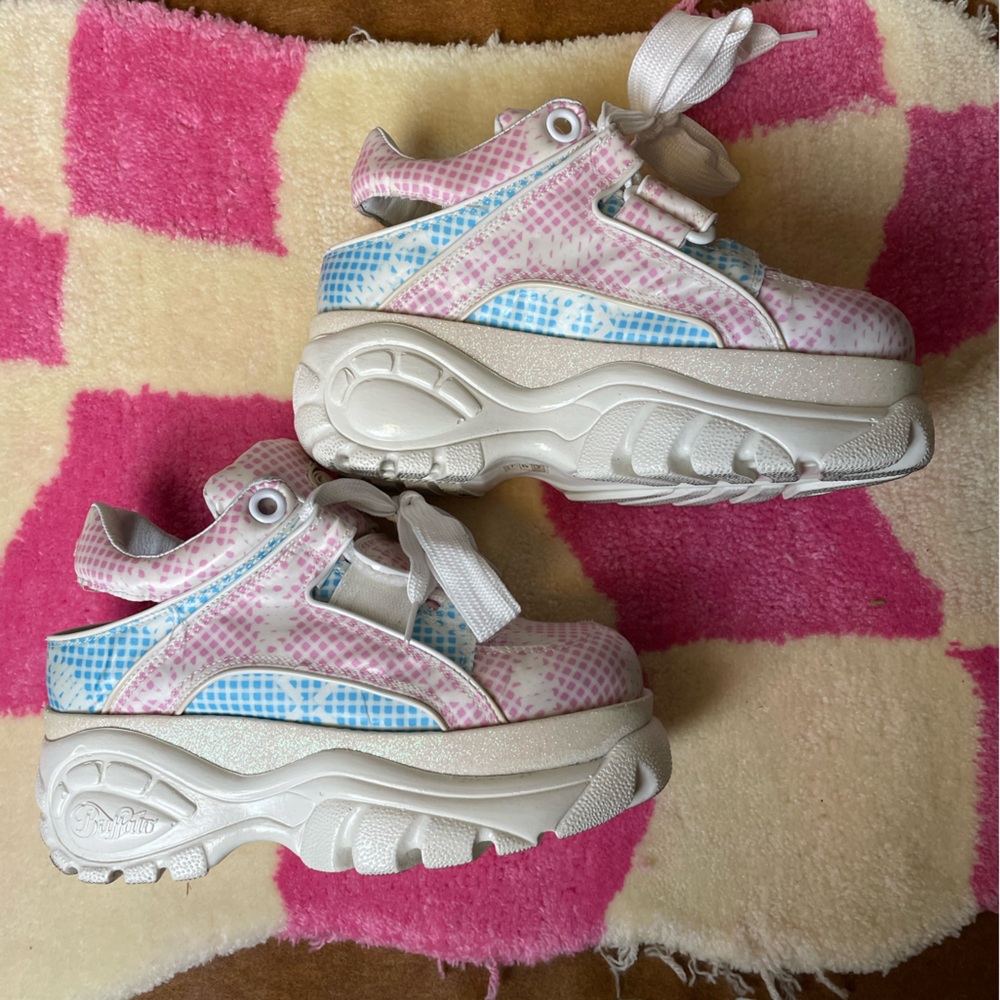 Maria ke Fisherman x Dolls Kill Pink and Blue Buffalo London Sneakers